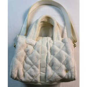 Oliver Thomas Snow White Faux Fur Quilted Crossbody Bag Dog Print Lining OTA2030